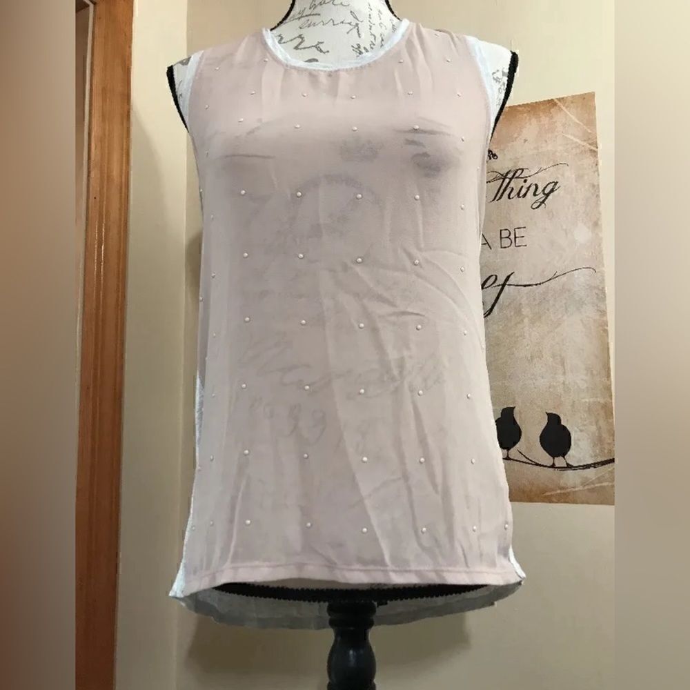 Chloe K Women's Pink / Grey Sleeveless Top Tank - Size Medium